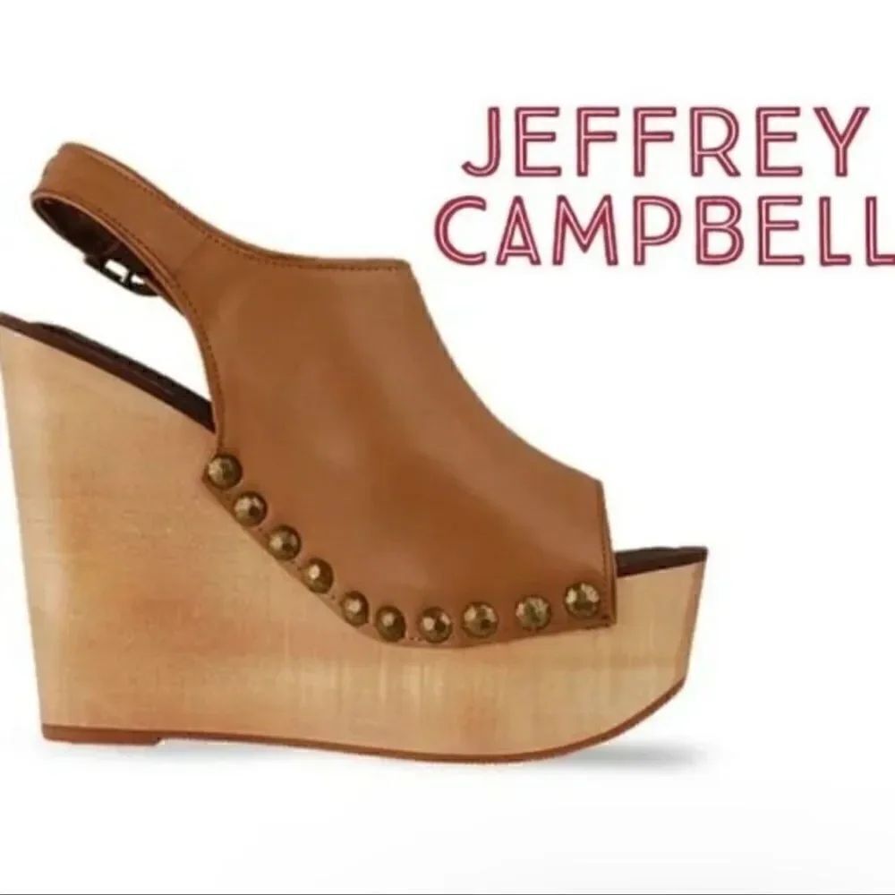 Jeffrey Campbell clogs cream leather US 5.5M BoxD Wood platforms